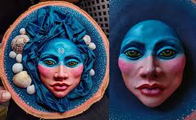 My 1st attempt. Polymer clay. I think the overall effect is a bit dull ,  background boring. Any advice to improve the canvas would be appreciated.  Very new to mixed media but