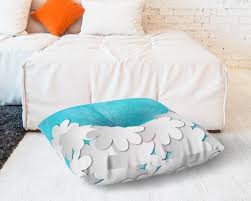Yoga Pillow Floral Floor Cushion Blue Floor Pillow Etsy In 2020 Floor Pillows Decorative Floor Pillows Floor Cushions