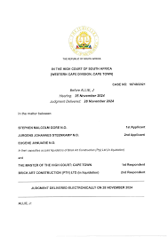 CASE NO: 18748/2021 Before ALLIE, J Hearing: 25 November 2024 Judgment  Delivered: 28 November 2024