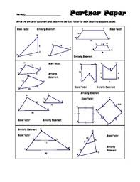 Partners Will Alternate Turns Writing Similarity Statements For Various Figures And Determining Scale Education Math Kindergarten Worksheets Printable Tpt Math