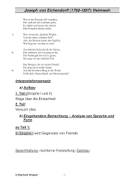 Eichendorff Heimweh Materialien Zur Gedichtinterpretation Unterrichtsmaterial Im Fach Deutsch Heimweh Eichendorff Gedichte