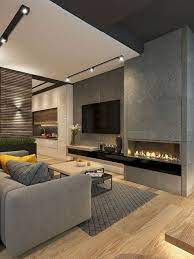 Photo gallery of the modern living room with fireplace. Inspirierte Wohnzimmerwandideen 9 2019 Apartment Diy In 2021 Contemporary Living Room Design Living Room Design Modern Elegant Living Room Design