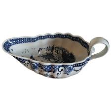 Large Antique 18th Century English George Iii Worcester Porcelain Sauce Boat Decorated In Blue White In The Chinese Kang Antiques Blue And White 18th Century