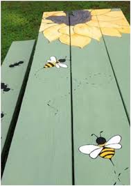 Sunflower Bees Ants Table Art Painted Picnic Tables Diy Picnic Table Outdoor