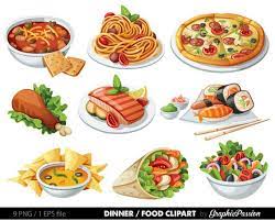 Food Clip Art Food Clipart Spaghetti Pizza Sushi Nachos Salad Clipart Dinner Digital Clipart Food Vector Fast Food C Food Clips Food Clipart Cute Food Drawings
