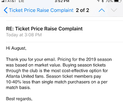 Only loyalty program in tickets. Response To My Season Ticket Complaint Atlantaunited