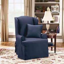 amazon com sure fit 107926246c saphr twill supreme wing chair slipcover sapphire home kitchen slipcovers for chairs furniture slipcovers wing chair