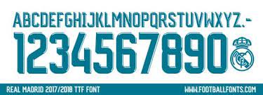 Liga font 2018 19 real madrid sergio ramos modric asensio thailand quality soccer jersey football shirt kit camiseta futbol maillot de foot. Real Madrid 2017 2018 Font Ttf Vector Football Fonts Real Madrid Sports Fonts Football Fonts