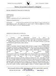 Această constatare este evidentă �n situaţia �n care legea instituie obligatoriu o procedură prealabilă de conciliere �ntre. Model Cerere De Chemare In Judecata