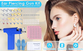 Amazon.com: Kit de pistola de perforación de oreja, máquina de perforación  de nariz reutilizable con aretes de acero inoxidable, aretes de cristal  para salón en casa, lóbulo de oreja, cartílago, hélix, tragus :