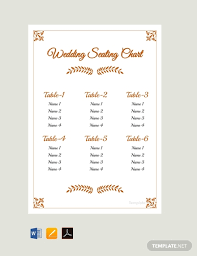 Free Simple Wedding Reception Seating Chart Template Pdf
