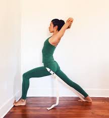 Warrior One Alignment With Wall And Strap Ad Yoga Ywp Wallyoga Warrior Warriorone Yoga Asanas Yoga For Beginners Yoga Benefits