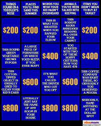 Jeopardy Categories For Moms Baby Jeopardy Baby Shower Funny Funny Baby Shower Games
