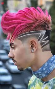Pink Hair Line Designs Men Hair Color Haircut Designs For Men Haircut Designs