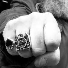 Black Ace Of Spades Ring Our Official Slayer X Tgf Collaboration Ring Worn With Our Enamel Ace Of Spades Ring Made From British Hallmarked 925 Sterling Silver Each Collaboration Ring