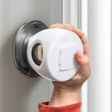 Now, we're locked out of the room. Amazon Com Door Knob Safety Cover For Kids Child Proof Door Knob Covers Baby Safety Door Knob Handle Cover Lockable Design 4 Pack Baby