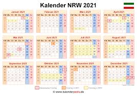Unsere kalender sind lizenzfrei, und können direkt heruntergeladen und ausgedruckt werden. Kalender 2021 Nrw Ferien Feiertage Pdf Vorlagen