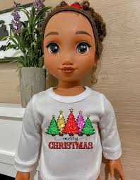 Christmas Tree Merry Christmas Holiday Graphic Tee 18 Inch Dolls Fits Most  18 Inch Dolls, DOLL NOT INCLUDED