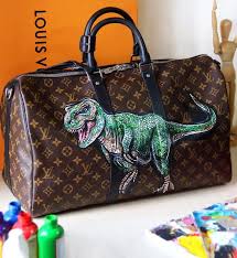 Louis Vuitton T Rex Daniel Cordas Painted Handbag Handpainted Bags Louis Vuitton