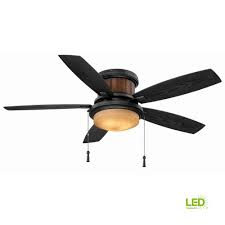 Hampton Bay Roanoke 48 In Led Indoor Outdoor Natural Iron Ceiling Fan With Light Kit Yg216 Ni Ceiling Fan With Light Outdoor Ceiling Fans Ceiling Fan