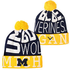 In the 3ds versions, the knit hats can be bought from coletta. Valiant University Of Michigan Navy Yellow Go Blue Cuffed Pom Knit Hat