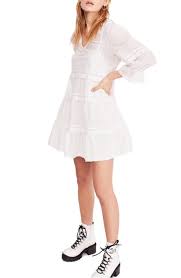Free People Berlin Lace Trim Babydoll Dress In Ivory Modesens
