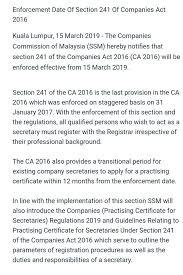 Section 10a of the companies act is a reinstatement of the provisions under section 149 of the same act. Ssm Enforcement Date Of Section 241 Of St Partners Plt Chartered Accountants Malaysia Facebook