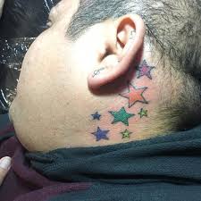 One on her left hand and the other two tatted behind her right ear. 145 Pretty Behind The Ear Tattoos That Will Please You