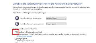 Schnellstart über die energieoptionen dauerhaft deaktivieren. Windows 10 Komplett Herunterfahren Ohne Schnellstart Hybridmodus