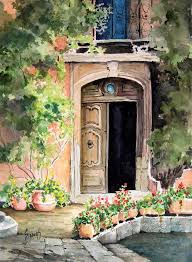 The Open Door By Sam Sidders Garden Painting Watercolor Architecture Art