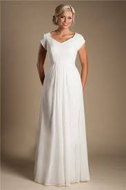 Modest Sheath Sleeve Lace Chiffon Destination Beach Wedding Dress Without Train Modest Wedding Dresses Modest Wedding Dresses Lds Modest Bridal Gowns