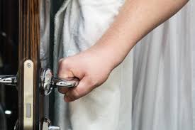 Just insert the screwdriver into the small hole and press the button on the inside of the handle with it to unlock the door. How To Open A Stuck Door 5 Solutions Homely Ville