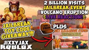 Roblox toy codes walmart how to get robux zephplayz roblox redeem 1 virtual item online code toys walmart toys action figures toys brand roblox roblox mix match jailbreak great escape. Jailbreak Inmate Toy Code Giveaway Volcano Erupting Live Reaction Jixxyjax Youtube