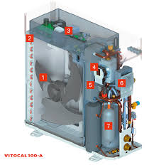 Il utilise une pompe à chaleur qui prélève les calories contenues dans l'air pour les transformer en chaleur vers l'eau chaude stockée dans le ballon sanitaire. Pompe A Chaleur Air Eau Vitocal 100 A