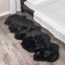 Black And White Sheepskin Rug Double Black Sheepskin Rug 2 Pelt 2x6 Ft Sheepskin Rug Rugs Rugs On Carpet