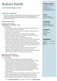 assistant supervisor resume samples
