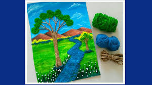 Easy Landscape Scenery For Kids Using Woollen Jute Diy Kids Craft Diy For Kids School Crafts Diy Crafts For Kids