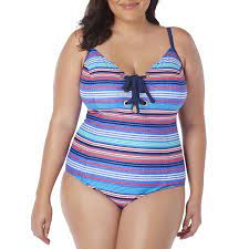 Time And Tru Women S Plus Size Print Grommet Lace Up One Piece Swimsuit Walmart Com In 2021 One Piece One Piece Swimsuit Plus Size