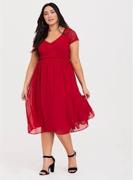 Red Lace Chiffon Midi Dress In 2020 Chiffon Midi Dress Dresses To Wear To A Wedding Plus Size Outfits