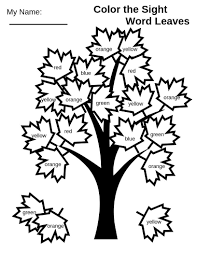 Sight Word Fall Tree Math Coloring Fun Worksheets For Kids Kids Worksheets Kindergartens