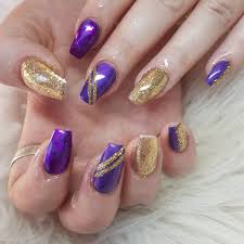 Show off your new sophisticated manicure with these best 3 purple acrylic nail polishes! Pin By Brittany On Nails Purple Acrylic Nails Gold Acrylic Nails Gold Nail Designs