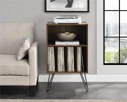 Tate walnut 64.5 media console with 2 wide bookcases. Record Player Console Vinyl Storage Stand Rack Lp Turntable Retro Shelves Table White Entertainment Centers Tv Stands Home Garden Worldenergy Ae
