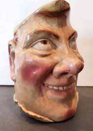 Antique Majolica Sarreguemines Face Jug Pitcher