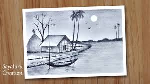 Easy autumn sunset scenery drawing for beginners | how to draw simple scenery of sunset in autumn season. Sunset Scenery Drawing In Pencil For Beginners Step By Step Pencil Drawing For Beginners Youtube