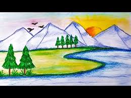 This subject may appear a little intimidating, but it's easier to draw than you may think. How To Draw Mountain Landscape Scenery Step By Step Easy Drawing Youtube