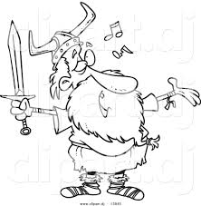Push pack to pdf button and download pdf coloring book for free. Cartoon Vector Clipart Of An Old Singing Viking Holding A Sword Coloring Page Outline Black And White By Toonaday 13945