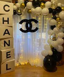 With black and white party decorations, this is a theme that will delight the young and old. Chanel Photo Section Chanel Birthday Party Chanel Birthday Party Decoration Chanel Birthday Theme