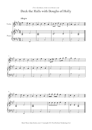 Deck The Halls With Boughs Of Holly Sheet Music For Violin 8notes Com Sheet Music Free Violin Sheet Music Violin Music