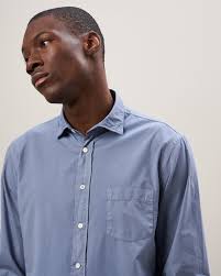 Paul Men's Blue Cotton Twill Shirt