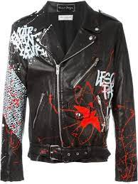 Faith Connexion Grafitti Biker Jacket Zhenskie Kozhanye Kurtki Zhenskie Kurtki Kozhanaya Kurtka